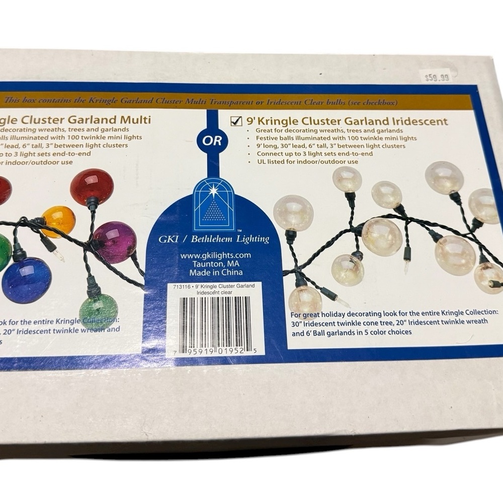 2 Strands of Iridescent  Kringle Cluster Bubble Lights